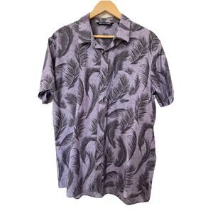 Travis Mathew Shirt Mens XL Reasoning Short Sleeve Button Up Purple Leaf Print
